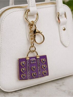 Purple Heart Charm Bag Keychain - Unbranded